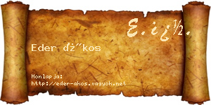Eder Ákos névjegykártya